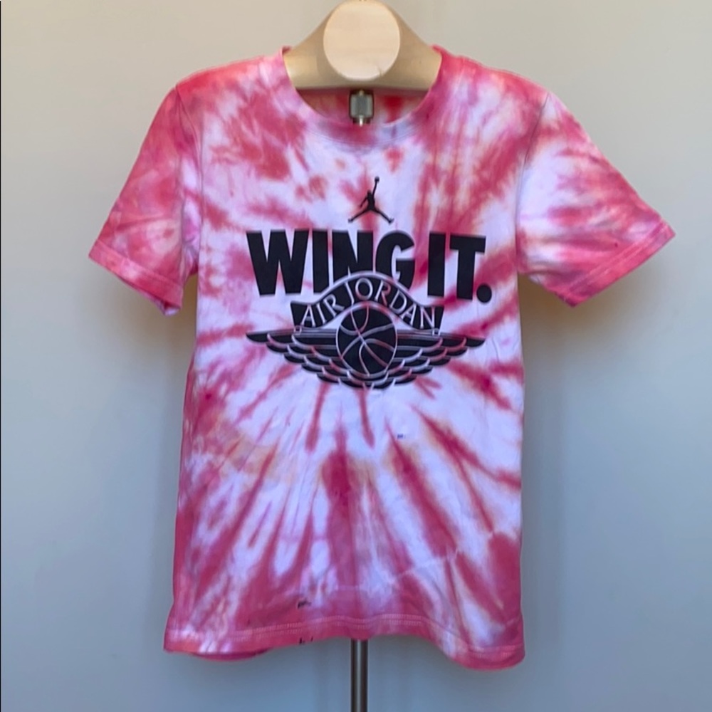 Custom Red Tie Dye Air Jordan Graphic Kids Tee